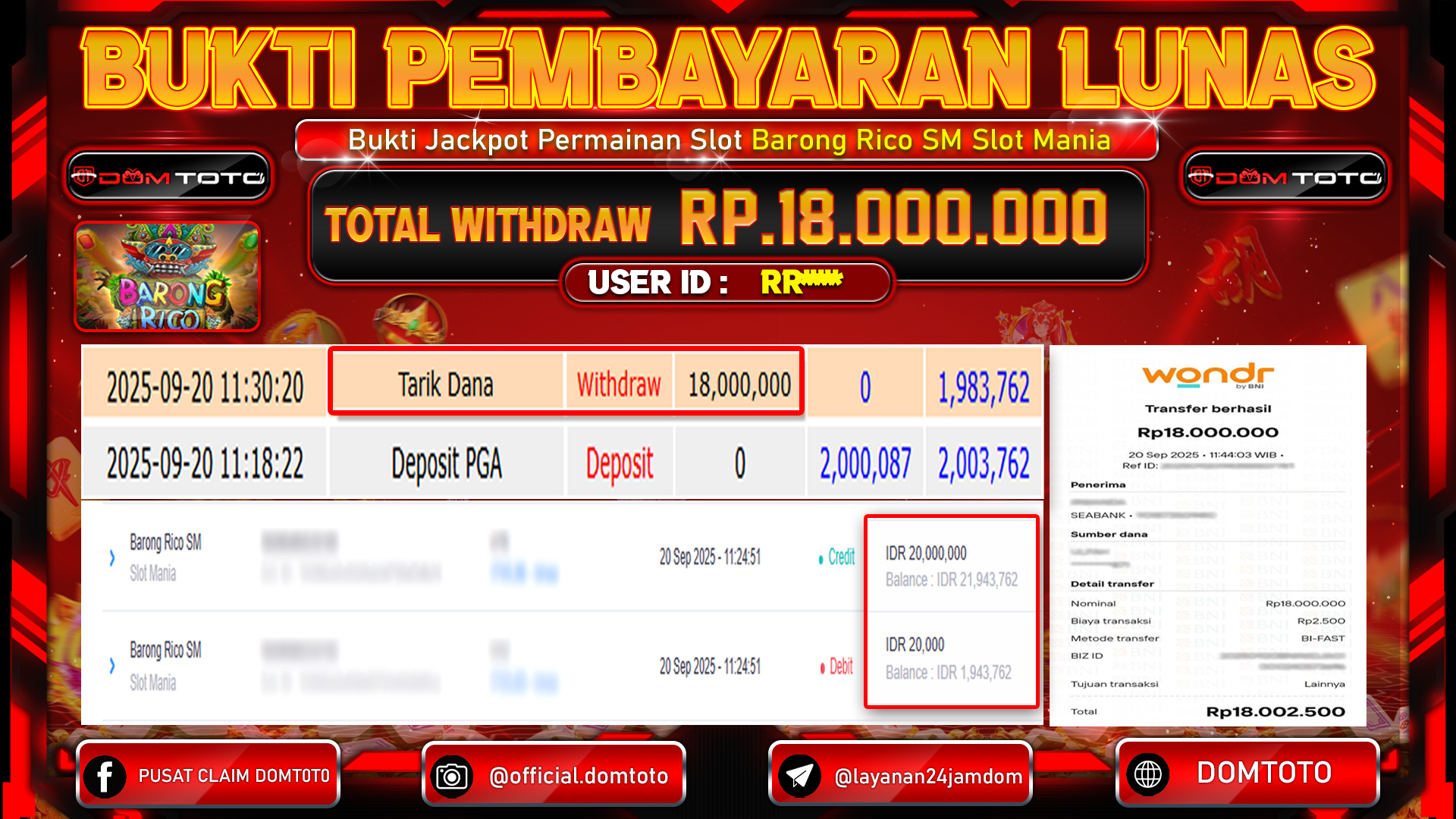 JACKPOT SLOT Barong Rico SM Slot Mania 20 SEPTEMBER 2025